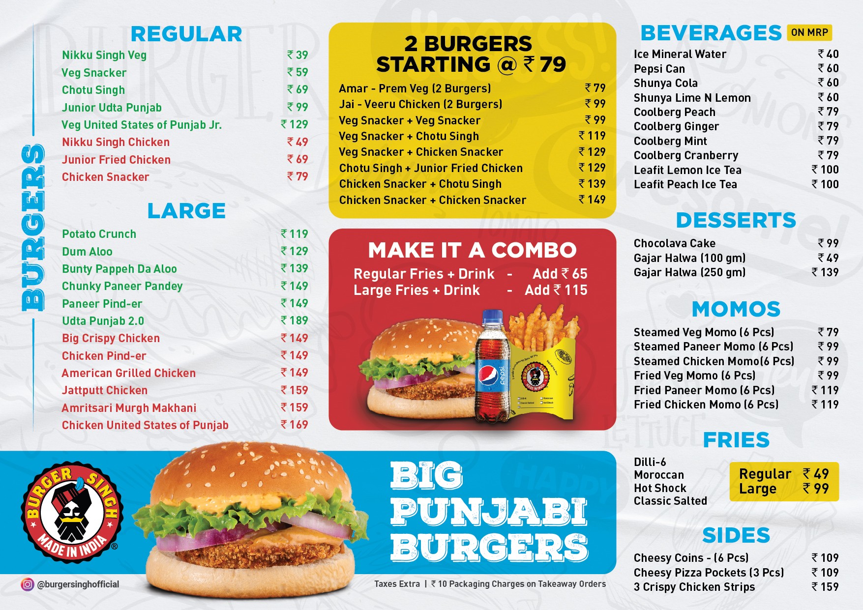 Burger Singh Menu