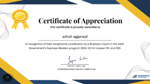 Thanks Delhi govt for your appreciation as a business coach in a business blaster programme
